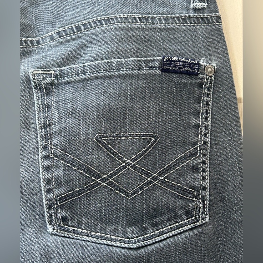 7 For All Mankind Blue Bootcut Mid Rise Boho Westerncore Denim Jeans Size 30 - Picture 8 of 13